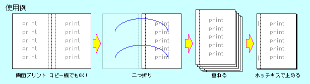 ブッキング用紙：二つ折りA4使用例