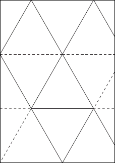 A4用紙で作る 開放型-正三角錐 折り紙のレイアウト図