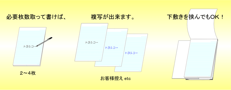 複写式ノーカーボンレポート用紙の使用例