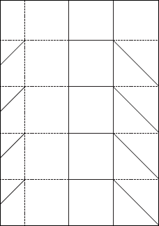 A4用紙で作る  カップ型の立方体 折り紙のレイアウト図