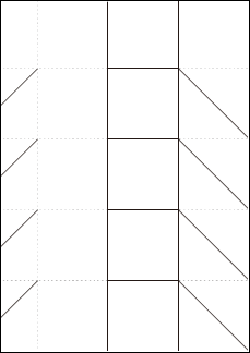 A4用紙で作る  カップ型の正方形 折り紙のレイアウト図