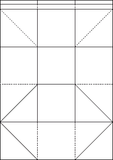 A4用紙で作る開放型立方体折り紙のレイアウト図