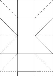 A4用紙で作る立方体折り紙のレイアウト図