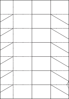 A4用紙で作る  カップ型の六角柱 折り紙のレイアウト図