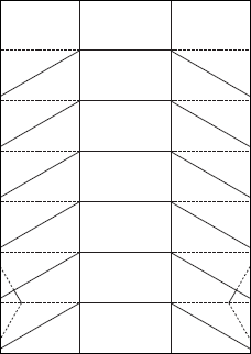 A4用紙で作る正六角柱折り紙のレイアウト図