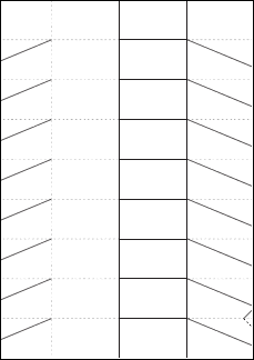 A4用紙で作る  カップ型の八角柱 折り紙のレイアウト図