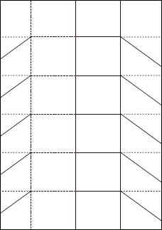 A4用紙で作る  カップ型の五角柱 折り紙のレイアウト図