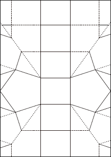 A4用紙で作る正五角柱折り紙のレイアウト図