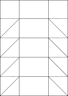 A4用紙で作る正四角柱折り紙のレイアウト図