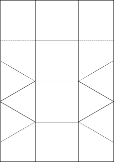 A4用紙で作る三角柱折り紙のレイアウト図