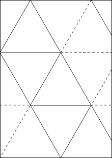 A4用紙で作る正三角錐（正四面体）折り紙のレイアウト図